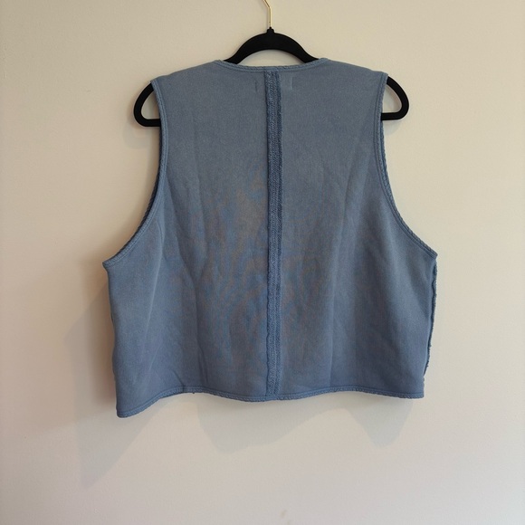 Free People Wonderstruck Vest Sz large cropped crochet blue boho new nwt cowgirl - Picture 6 of 12